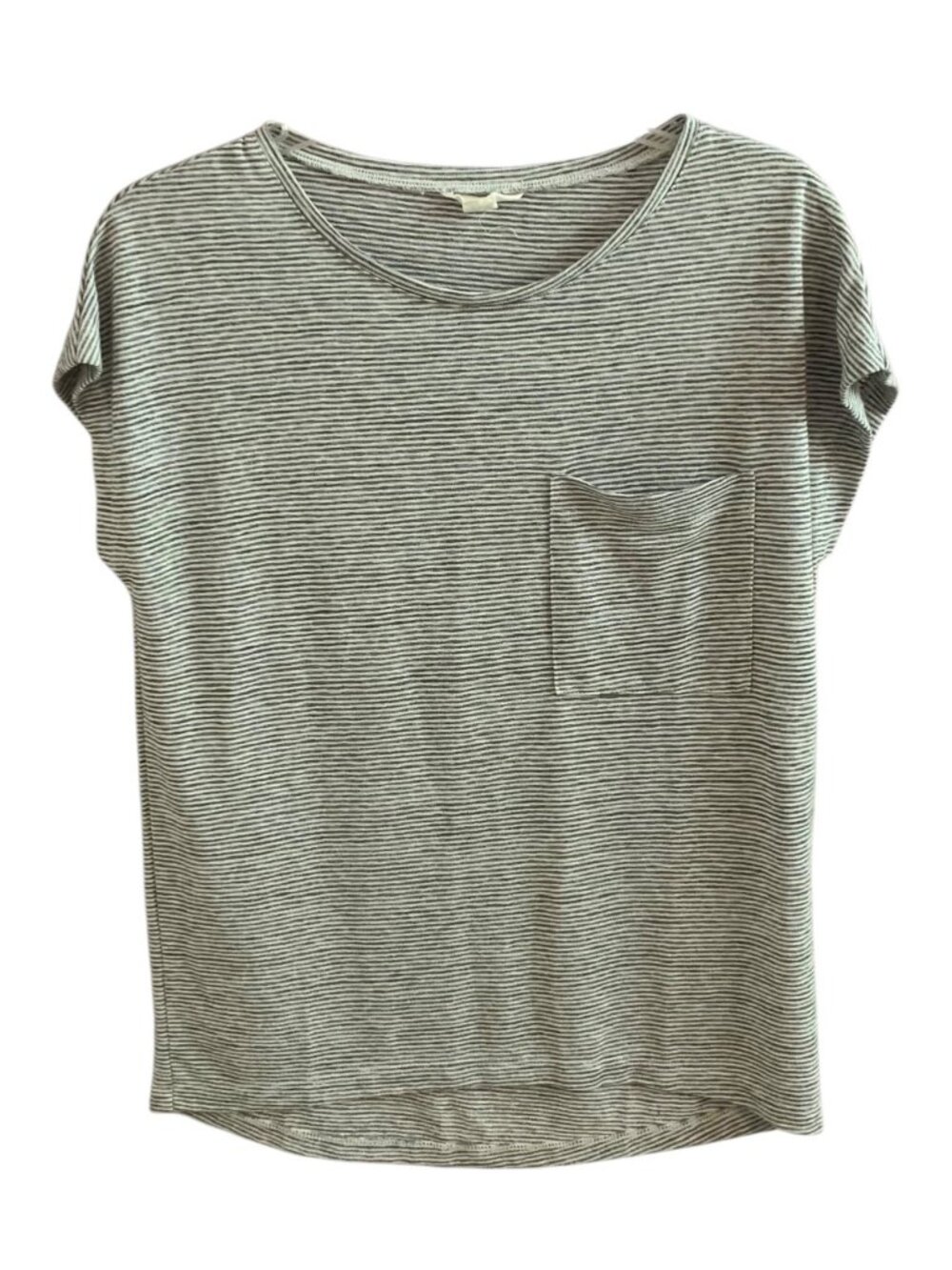 CASLON Gray + White Striped Oversized Cap Sleeve Women's Pocket Top T-Shirt XS